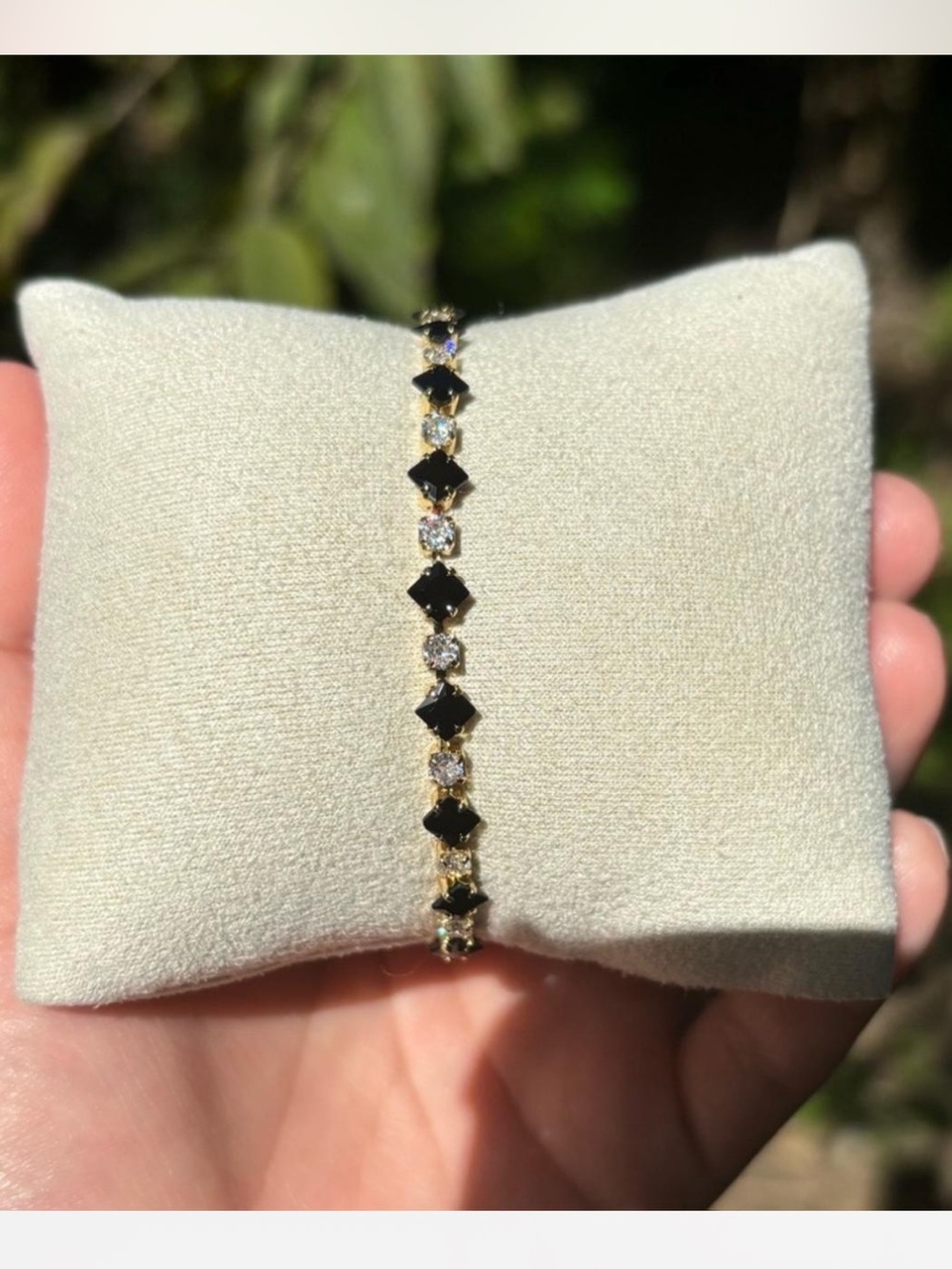 18K Gold Plated Stainless Steel Black Diamond Tennis Bracelet